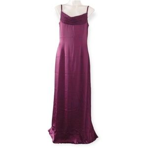 Occasions Evening Gown Purple Embellished Draped Neckline Maxi Size 12